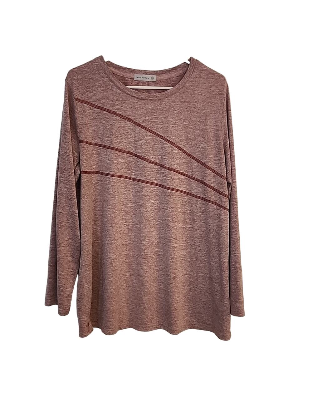 Miss Fortune Mauve Heather Top with Line Detail, 2XL